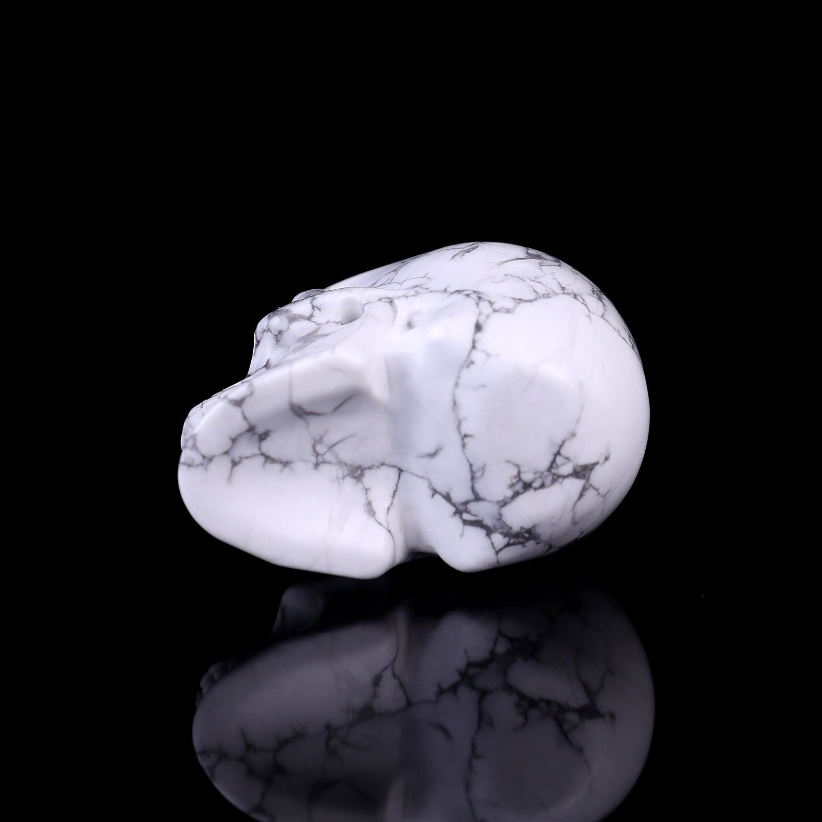 Nicedony 2.2" Howlite Hand Carved Crystal Realistic Skull Sculpture - View 7