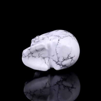 Nicedony 2.2" Howlite Hand Carved Crystal Realistic Skull Sculpture - View 7