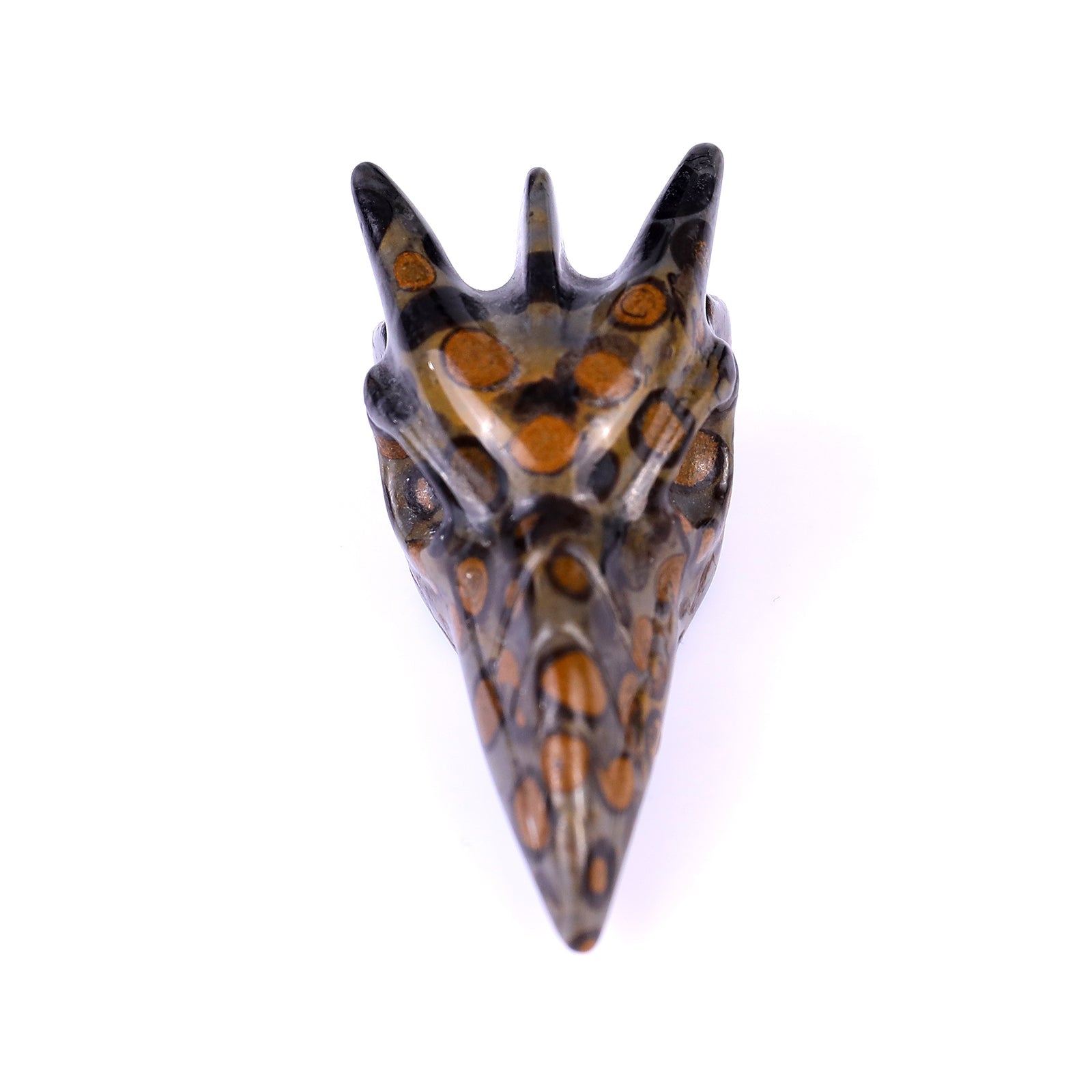 Nicedony 2.2" Leopard Skin Jasper Hand Carved Crystal Phoenix Skull Sculpture - View 2