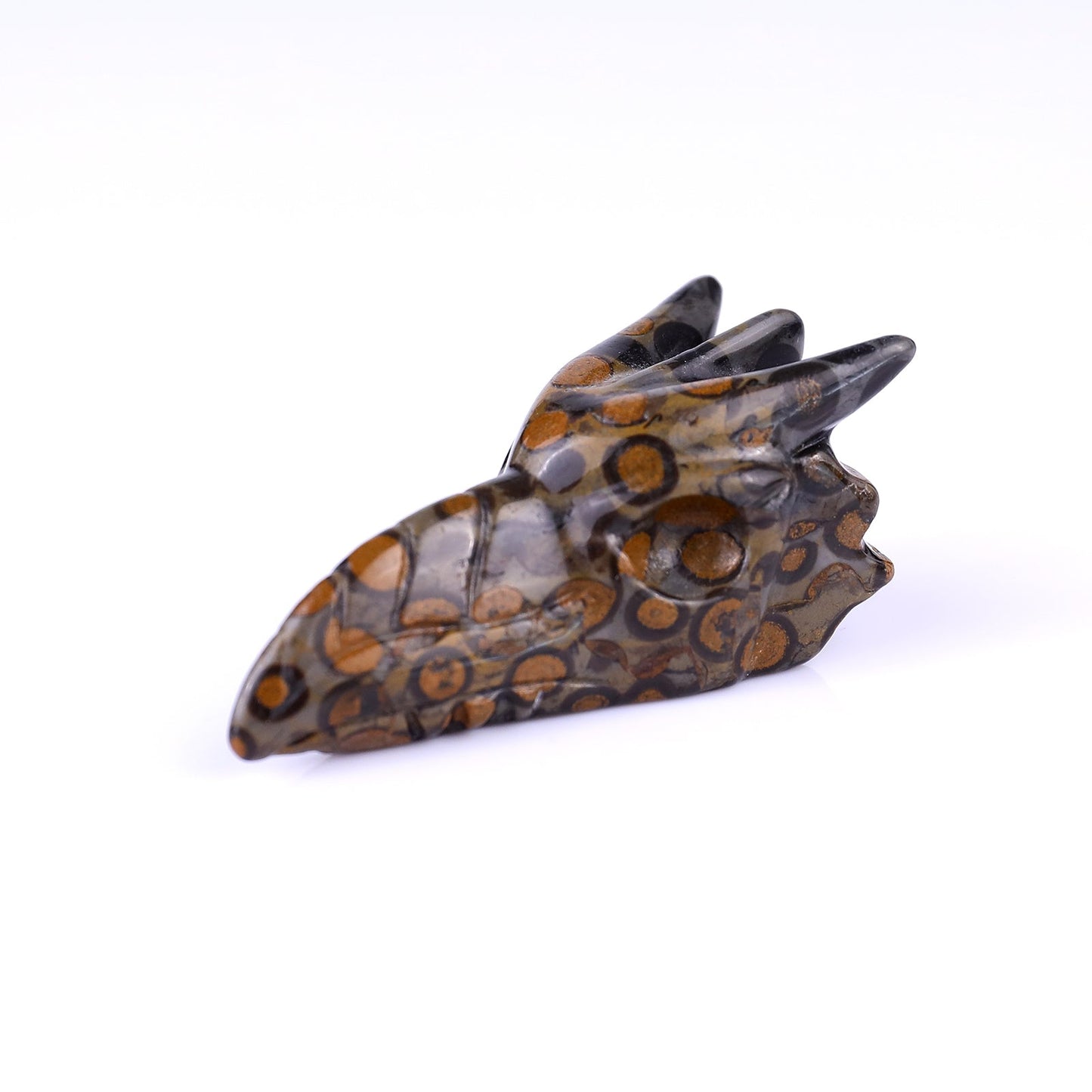 Nicedony 2.2" Leopard Skin Jasper Hand Carved Crystal Phoenix Skull Sculpture - View 7