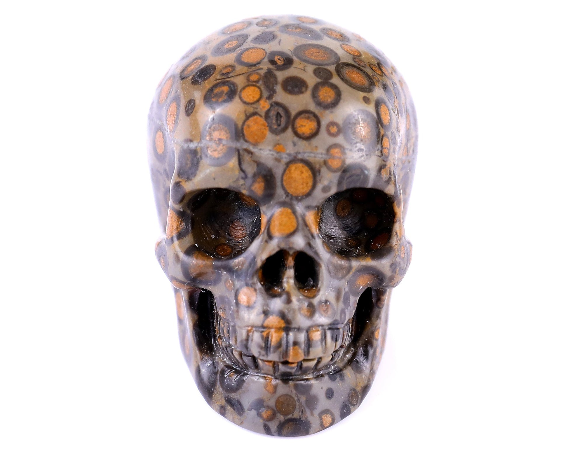 Nicedony 2.2" Leopard Skin Jasper Hand Carved Realistic Skull - #2100137