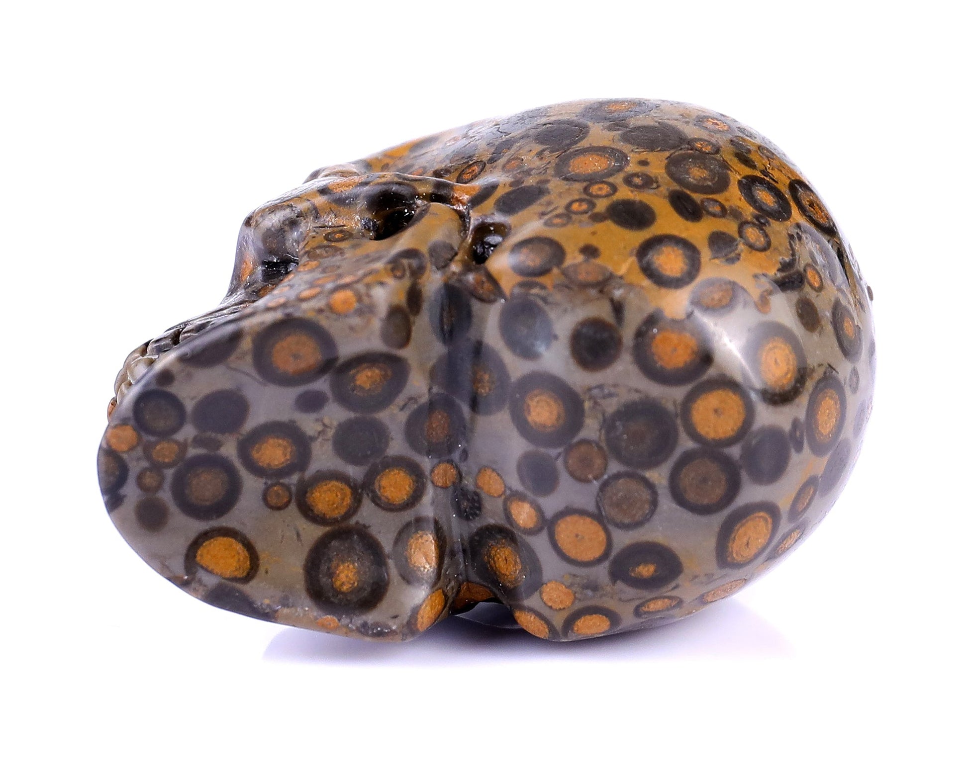 Nicedony 2.2" Leopard Skin Jasper Hand Carved Realistic Skull - View 8