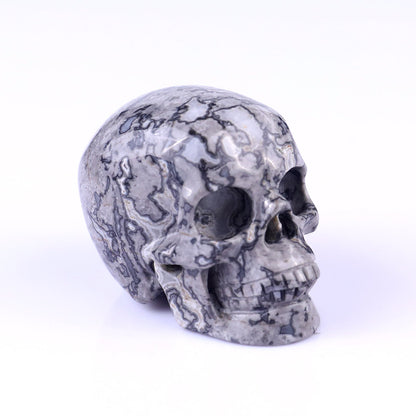 Nicedony 2.2" Map Jasper Hand Carved Realistic Skull Sculpture