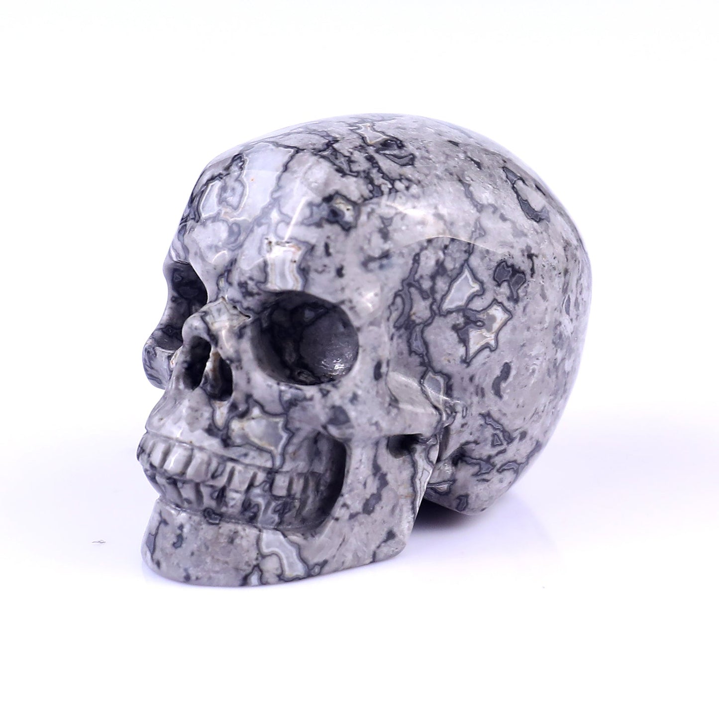 Nicedony 2.2" Map Jasper Hand Carved Realistic Skull Sculpture - View 7