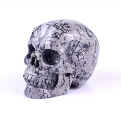 Nicedony 2.2" Map Jasper Hand Carved Realistic Skull Sculpture - View 7