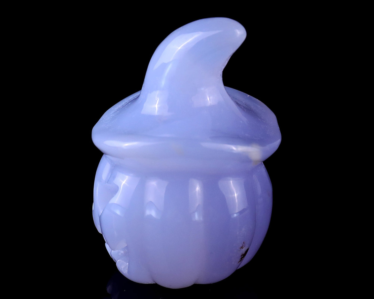 Nicedony 2.2” Blue Chalcedony Hand Carved Wizard Pumpkin Sculpture - View 6