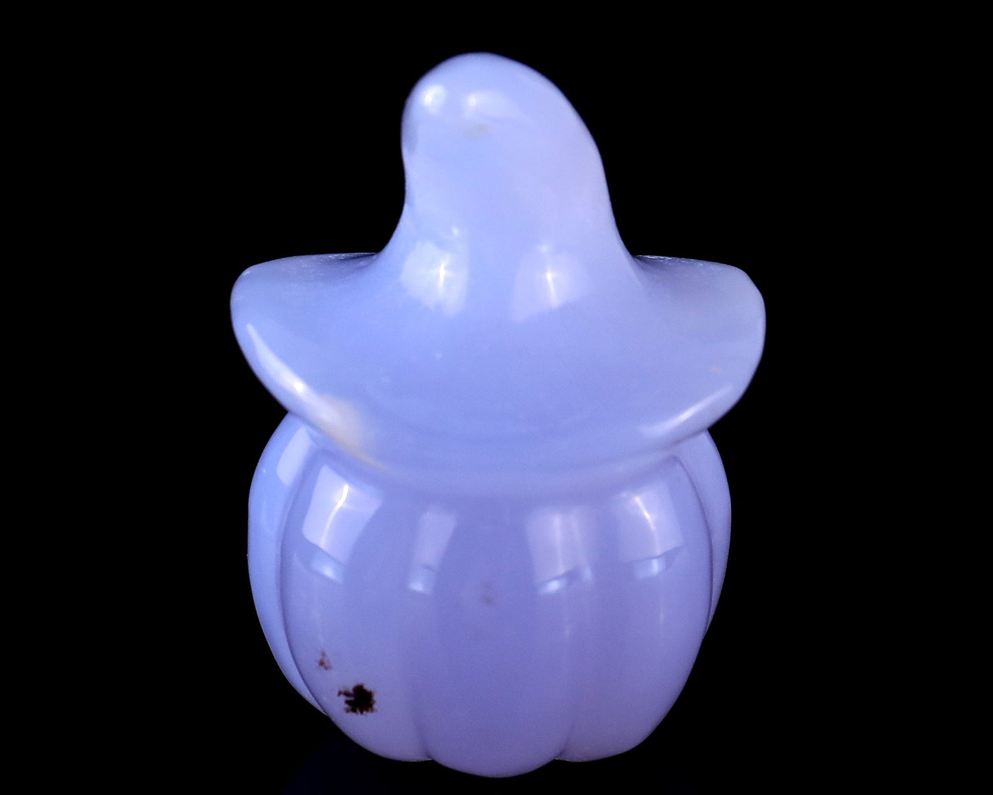 Nicedony 2.2” Blue Chalcedony Hand Carved Wizard Pumpkin Sculpture - View 5