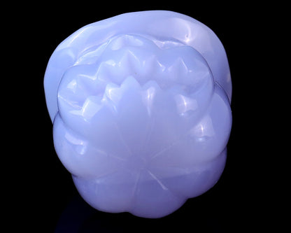Nicedony 2.2” Blue Chalcedony Hand Carved Wizard Pumpkin Sculpture - View 8