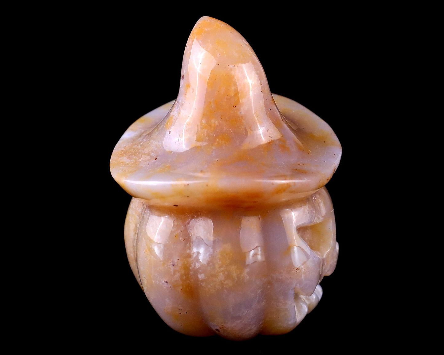 Nicedony 2.2” Chalcedony Hand Carved Crystal Wizard Pumpkin Sculpture - View 4