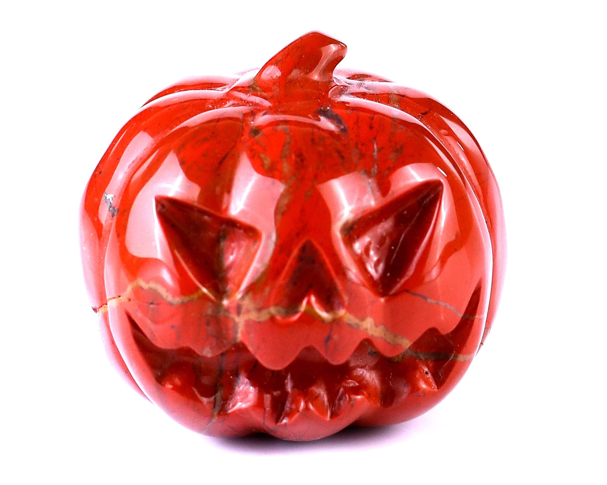 Nicedony 2.2” Red Jasper Hand Carved Crystal Pumpkin Sculpture