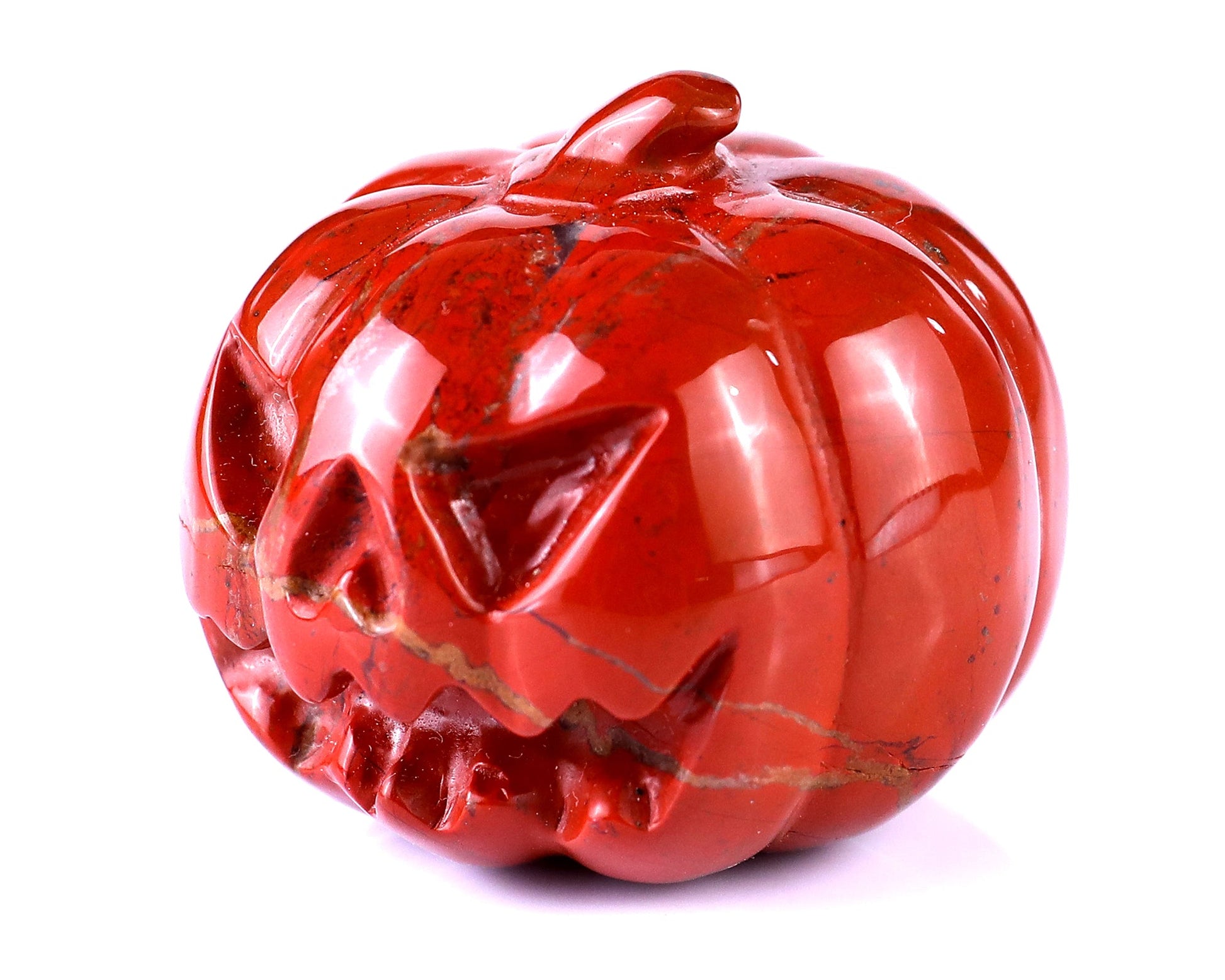 Nicedony 2.2” Red Jasper Hand Carved Crystal Pumpkin Sculpture - View 9
