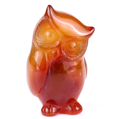 Nicedony 2.2" Red Agate Hand Carved Crystal Owl Sculpture - View 2