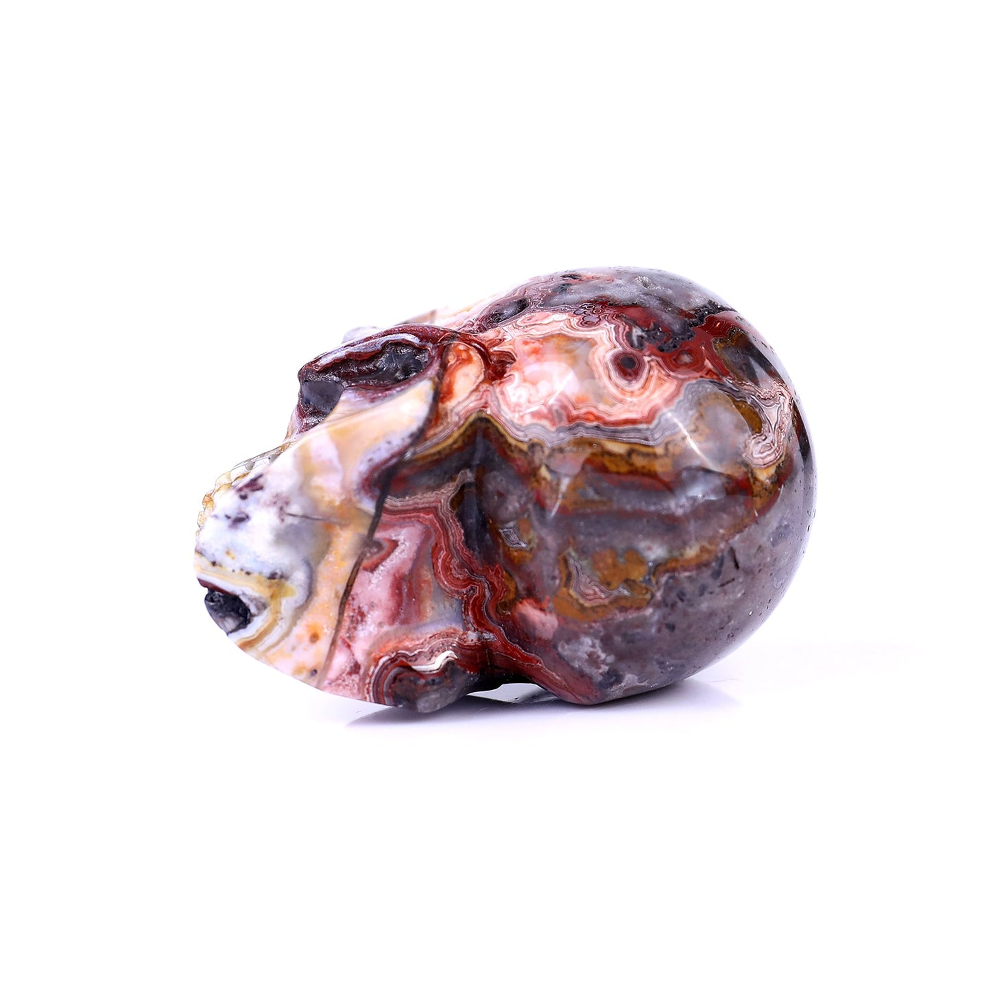 Nicedony 2.2" Red Crazy Lace Agate Hand Carved Realistic Skull - View 6
