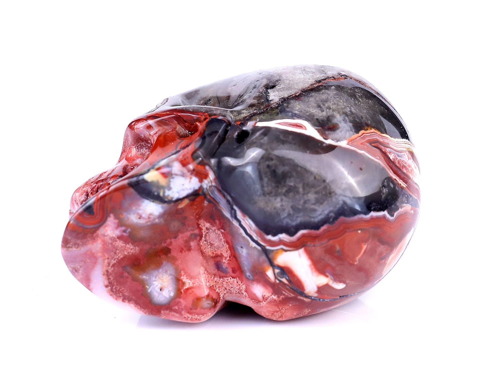Nicedony 2.2" Red Crazy Lace Agate Hand Carved Realistic Skull - View 13