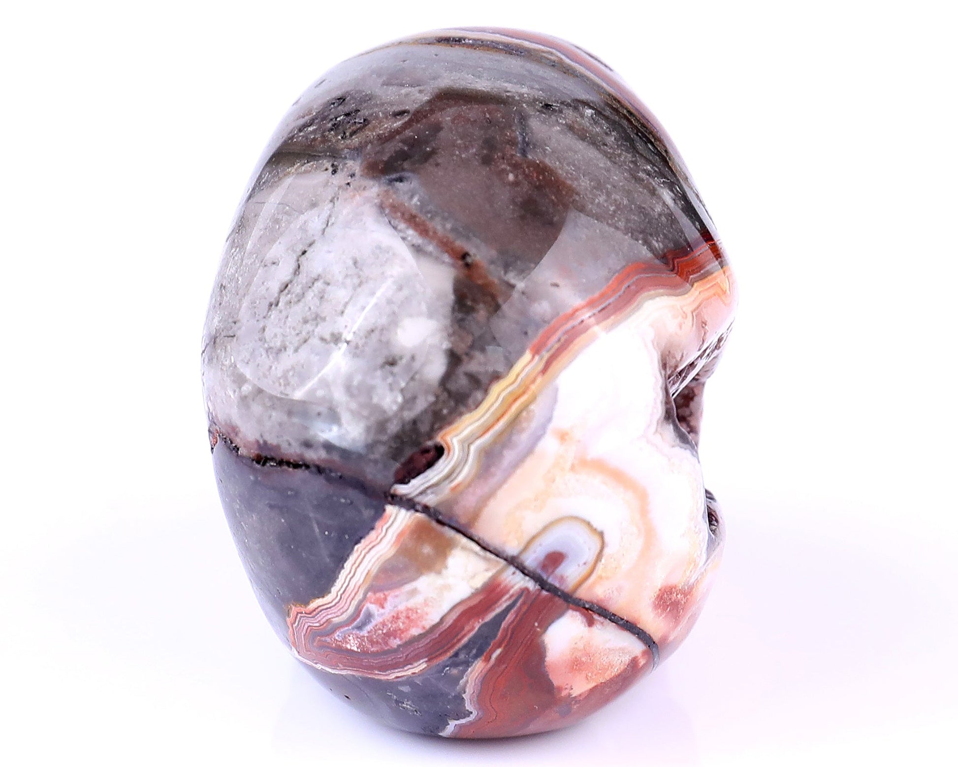 Nicedony 2.2" Red Crazy Lace Agate Hand Carved Realistic Skull - View 12