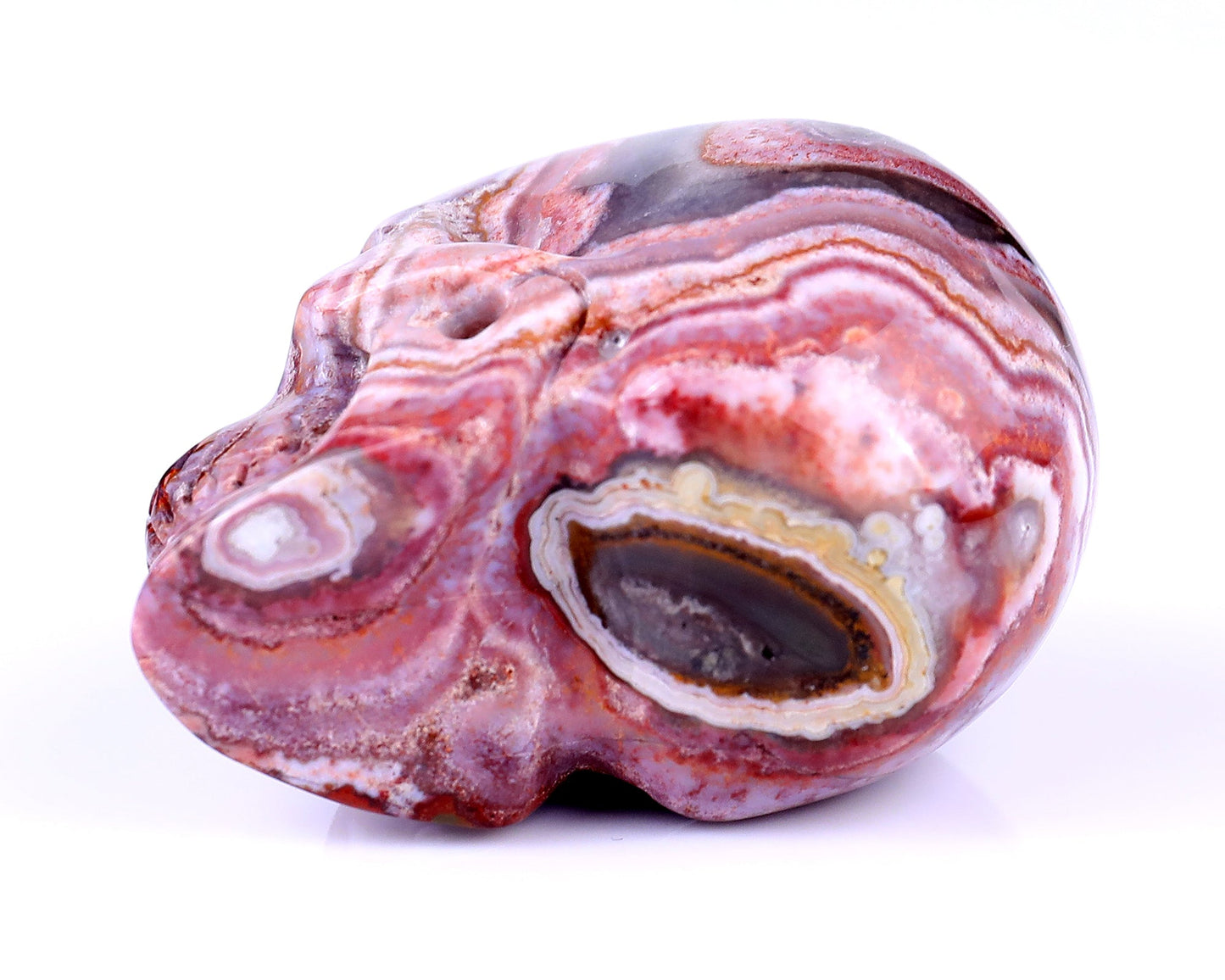 Nicedony 2.2" Red Crazy Lace Agate Hand Carved Realistic Skull - View 20