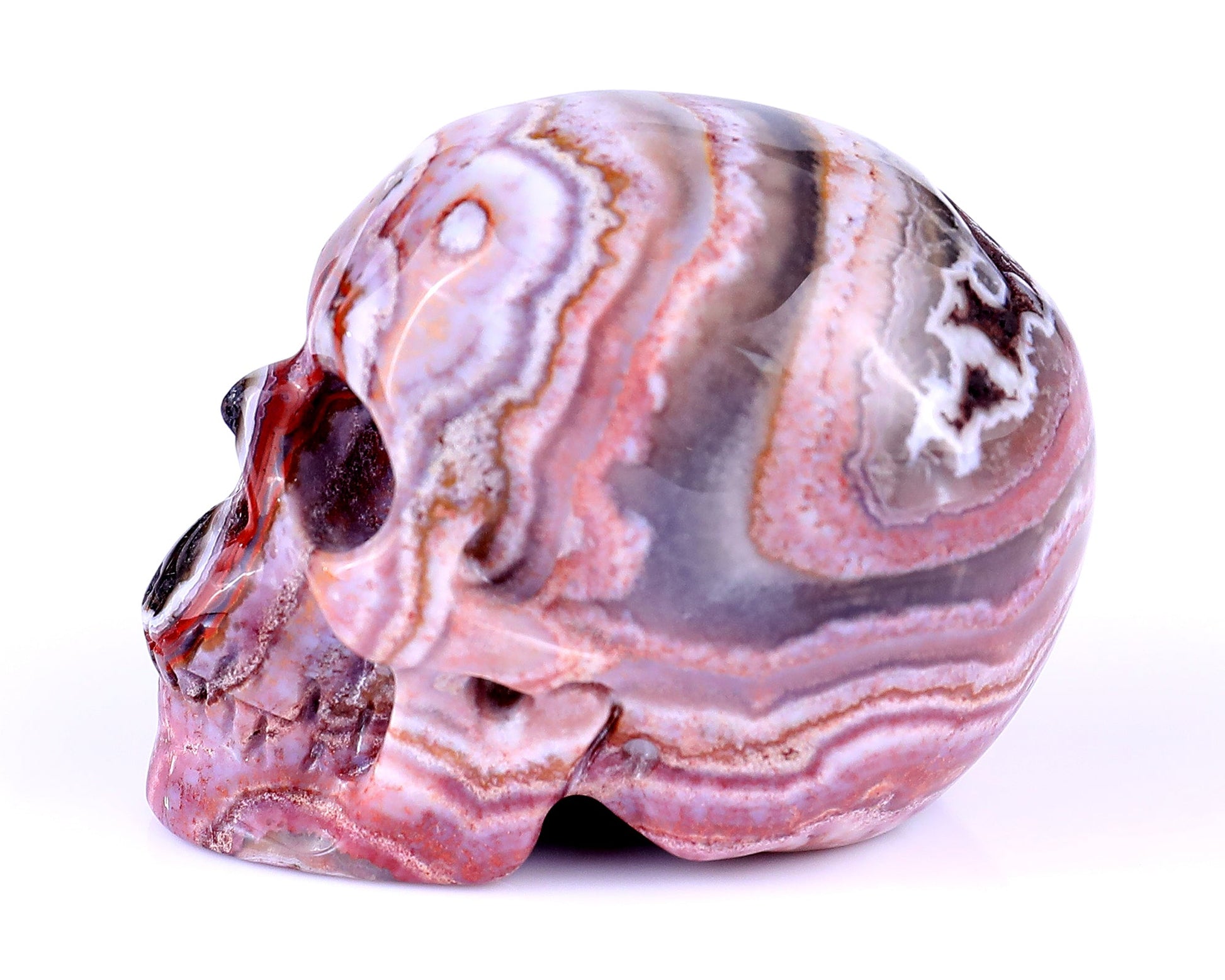 Nicedony 2.2" Red Crazy Lace Agate Hand Carved Realistic Skull - View 16