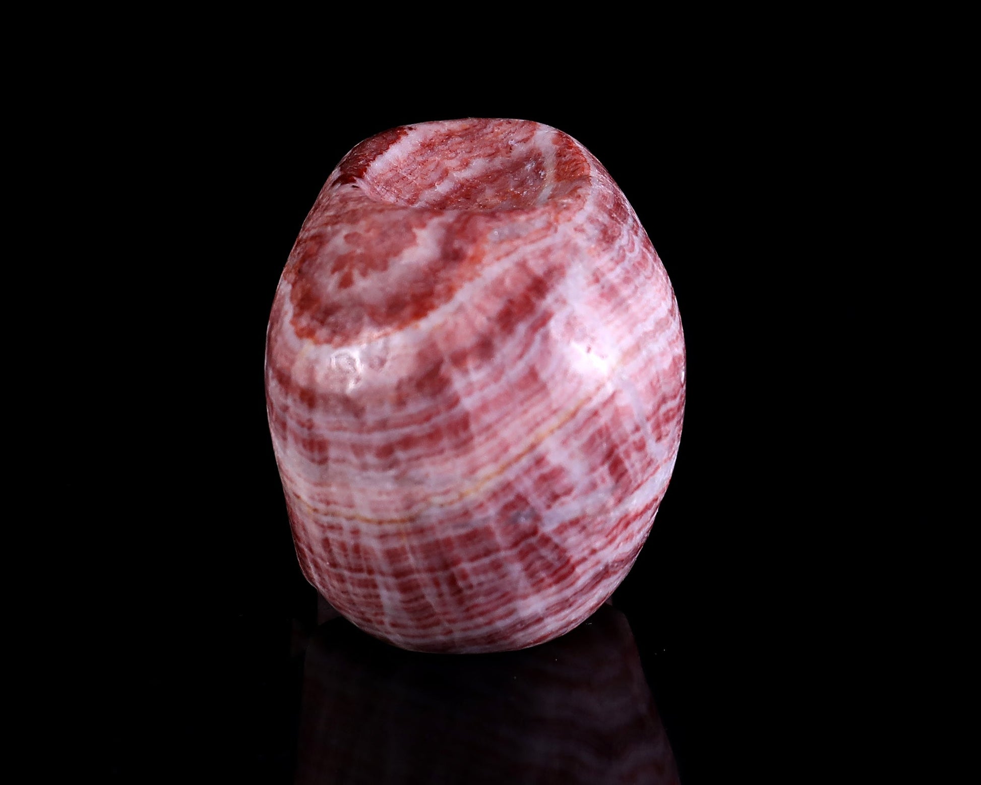 Nicedony 2.2" Red Zebra Agate Hand Carved Crystal Realistic Skull Ball Stand Sculpture - View 4