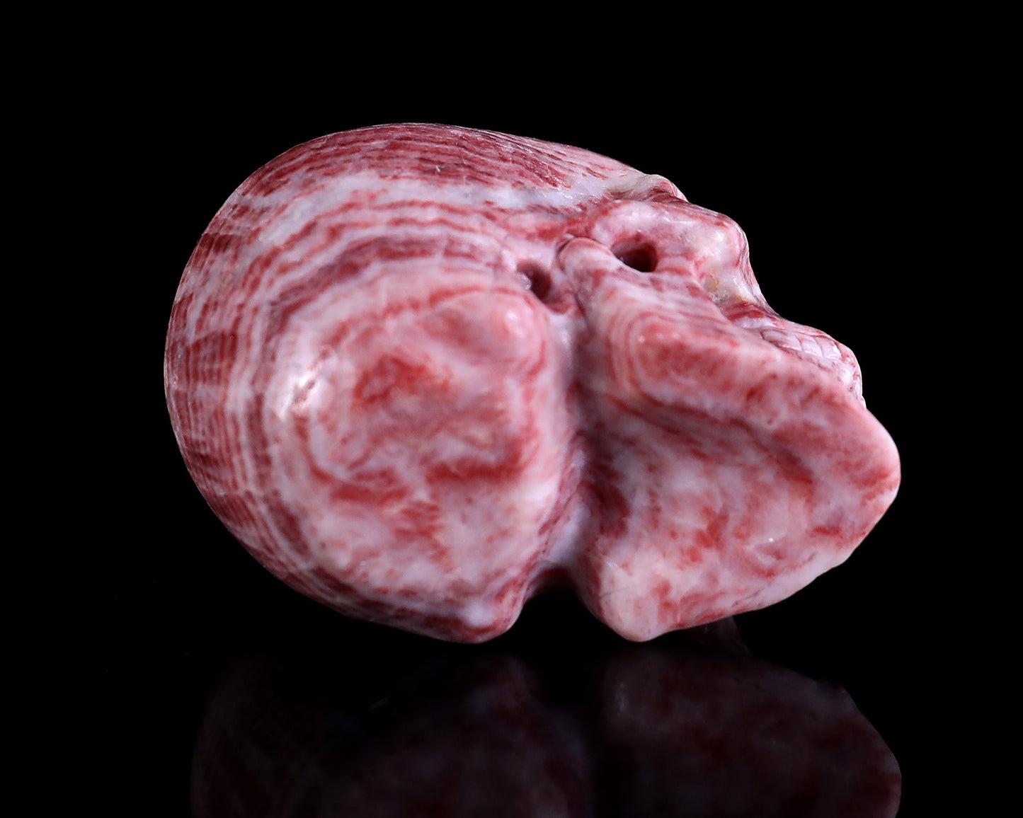Nicedony 2.2" Red Zebra Agate Hand Carved Crystal Realistic Skull Ball Stand Sculpture - View 5