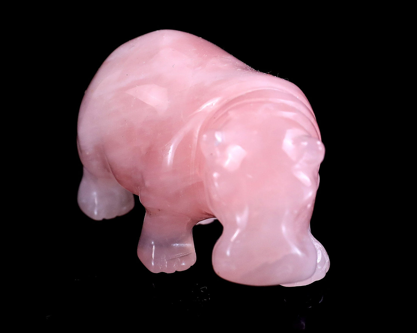 Nicedony 2.2" Rose Quartz Hand Carved Crystal Hippo Sculpture
