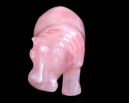 Nicedony 2.2" Rose Quartz Hand Carved Crystal Hippo Sculpture - View 2