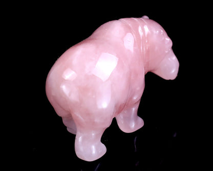 Nicedony 2.2" Rose Quartz Hand Carved Crystal Hippo Sculpture - View 4