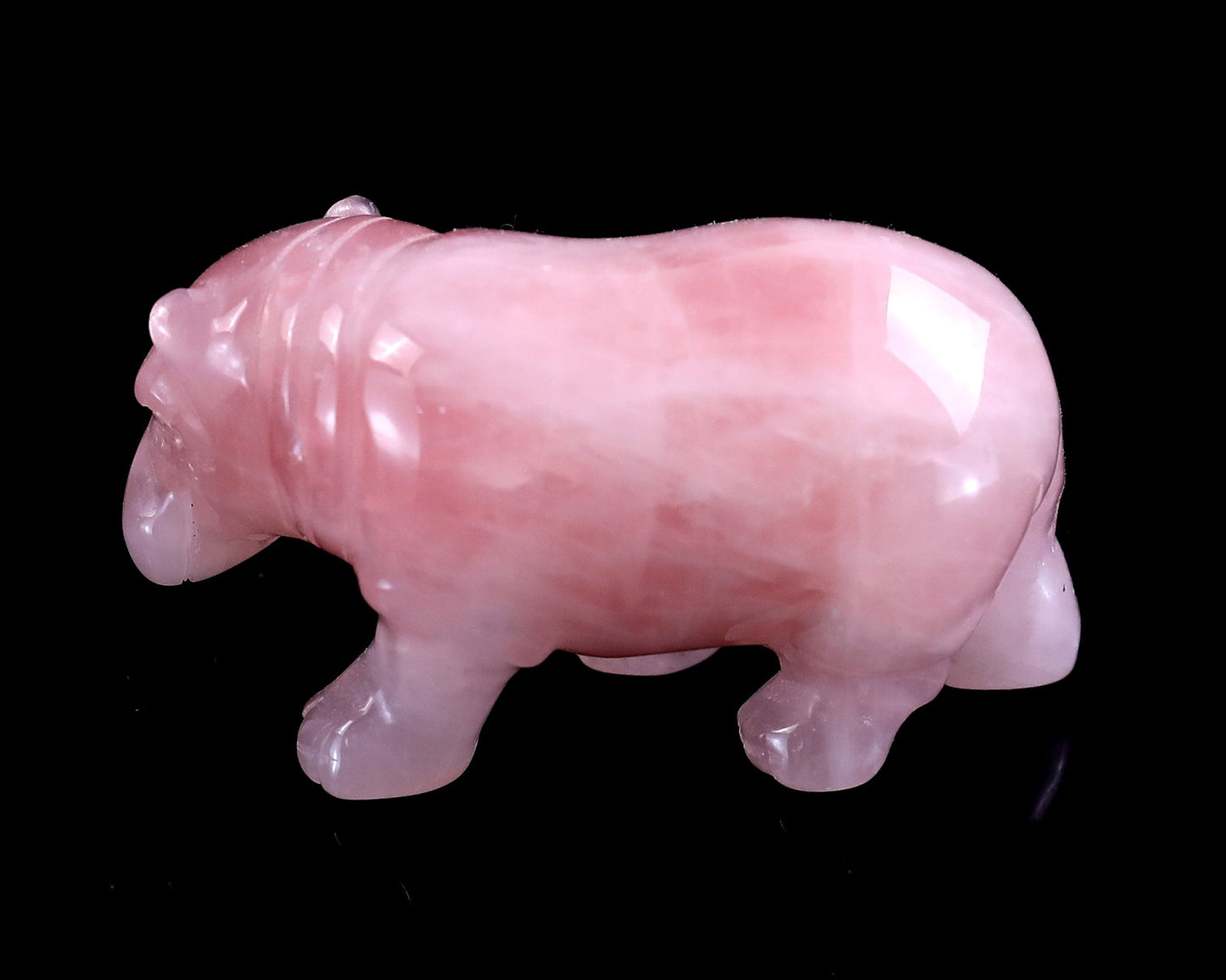 Nicedony 2.2" Rose Quartz Hand Carved Crystal Hippo Sculpture - View 7