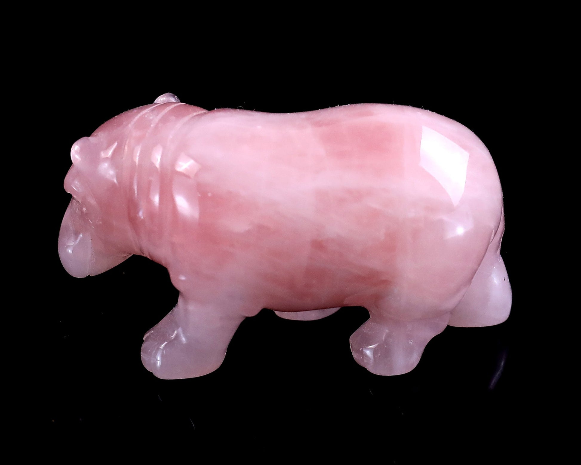 Nicedony 2.2" Rose Quartz Hand Carved Crystal Hippo Sculpture - View 7