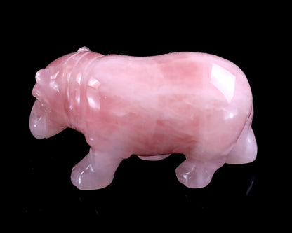 Nicedony 2.2" Rose Quartz Hand Carved Crystal Hippo Sculpture - View 7