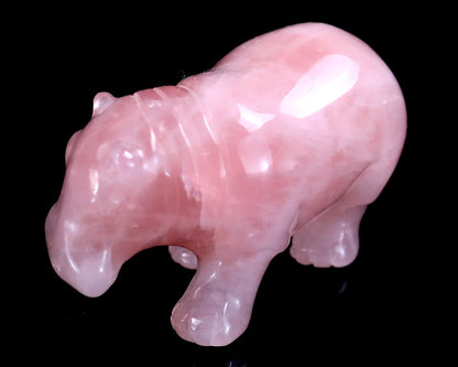 Nicedony 2.2" Rose Quartz Hand Carved Crystal Hippo Sculpture - View 9