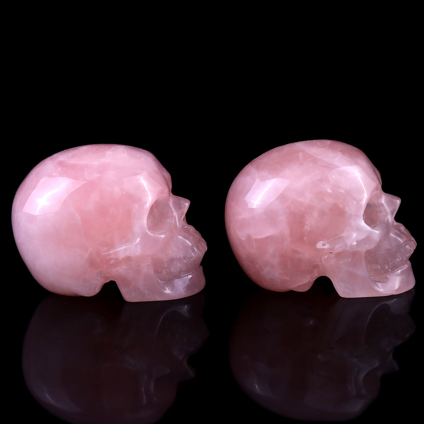 Nicedony 2.2" Rose Quartz Hand Carved Realistic Skull Sculpture - View 5
