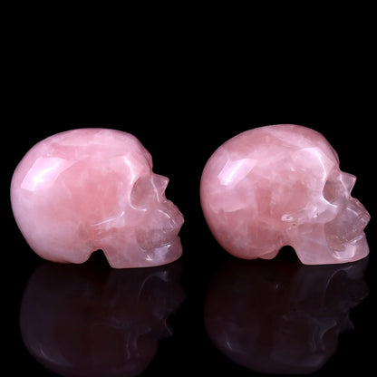 Nicedony 2.2" Rose Quartz Hand Carved Realistic Skull Sculpture - View 5