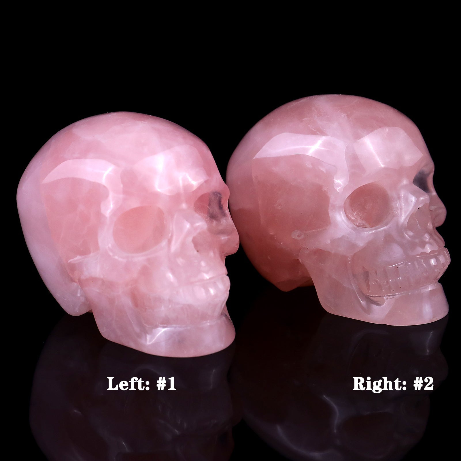 Nicedony 2.2" Rose Quartz Hand Carved Realistic Skull Sculpture - 2