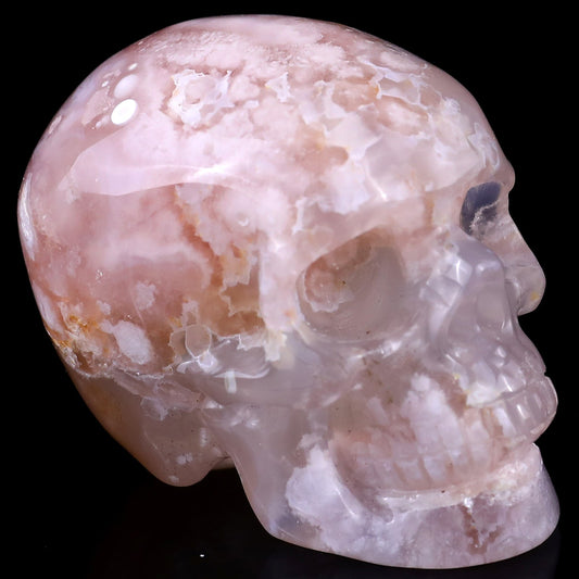 Nicedony 2.2" Sakura AgateHand Carved Crystal Realistic Skull