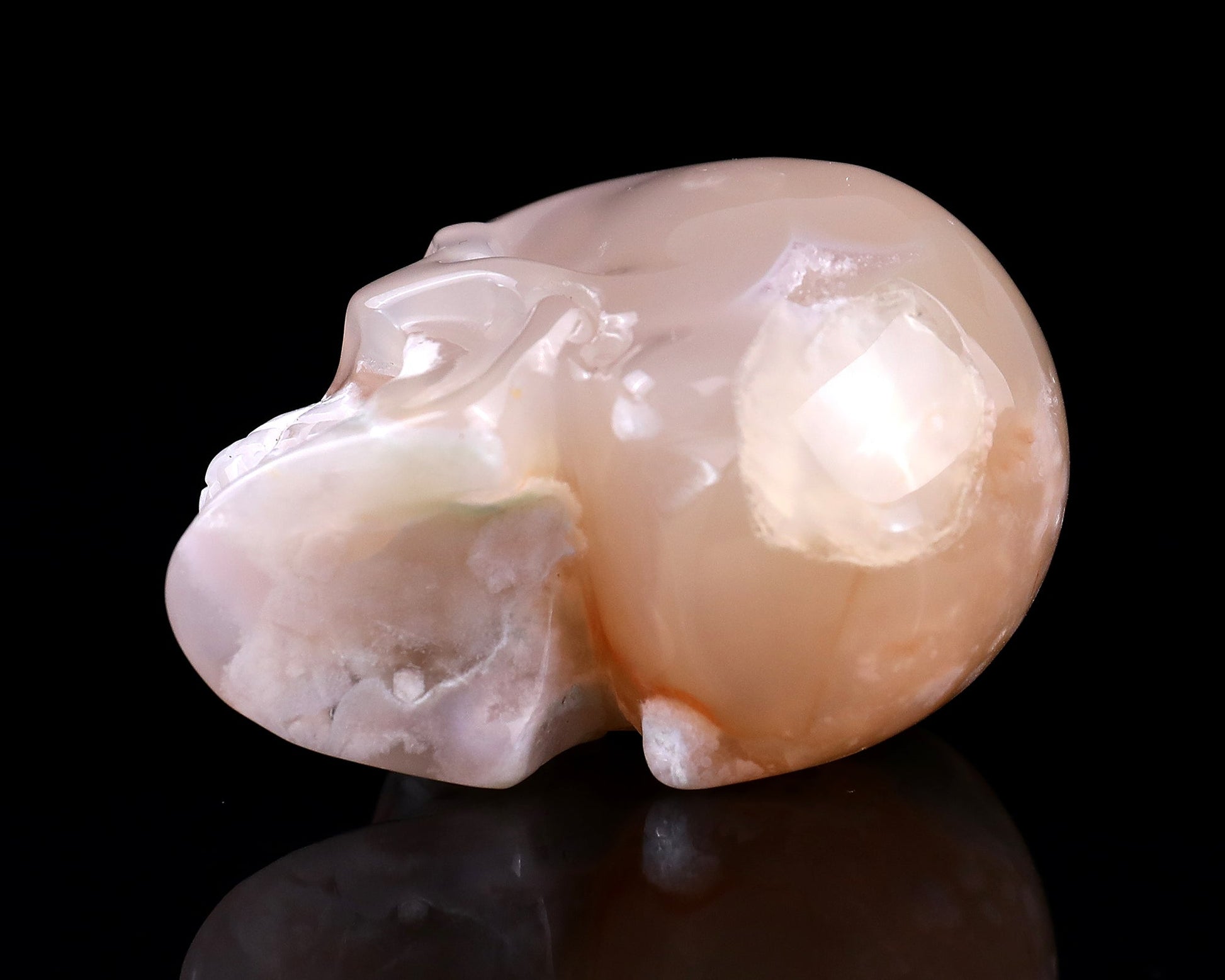 Nicedony 2.2" Sakura Agate Hand Carved Realistic Skull Sculpture - View 13