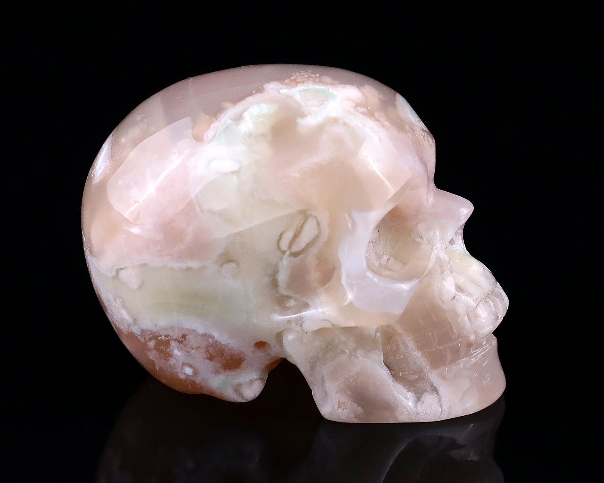 Nicedony 2.2" Sakura Agate Hand Carved Realistic Skull Sculpture - View 10