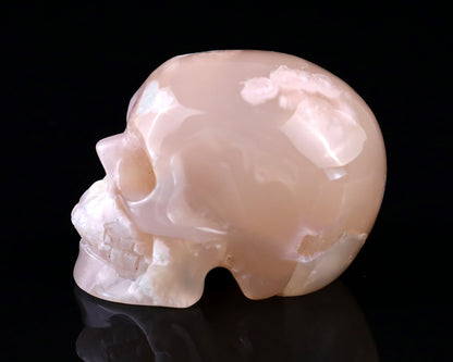 Nicedony 2.2" Sakura Agate Hand Carved Realistic Skull Sculpture - View 11