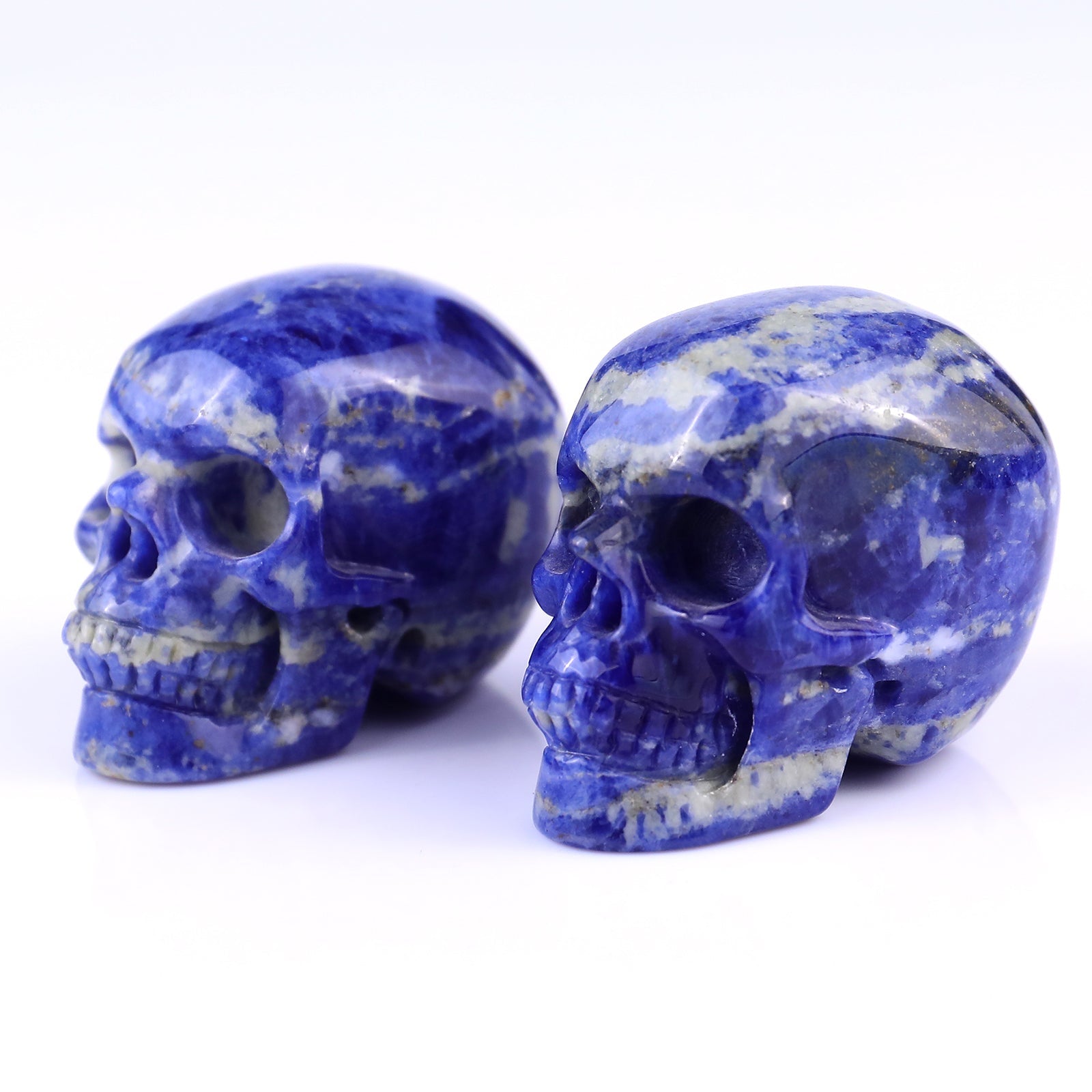 Nicedony 2.2" Sodalite Hand Carved Crystal Realistic Skull Sculpture - View 4