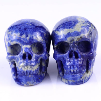 Nicedony 2.2" Sodalite Hand Carved Crystal Realistic Skull Sculpture - View 3