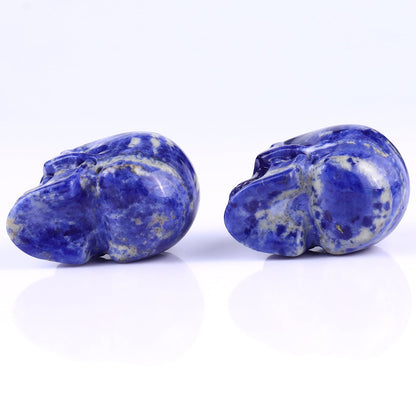 Nicedony 2.2" Sodalite Hand Carved Crystal Realistic Skull Sculpture - View 7