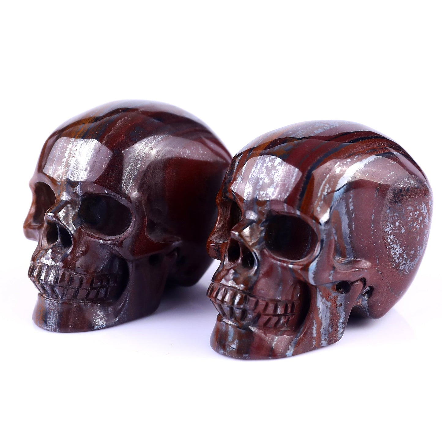 Nicedony 2.2" Tiger Iron Eye Hand Carved Realistic Skull Sculpture - View 4