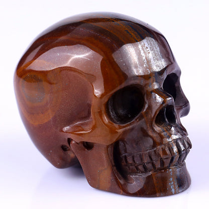 Nicedony 2.2" Tiger Iron Eye Hand Carved Realistic Skull Sculpture - 1