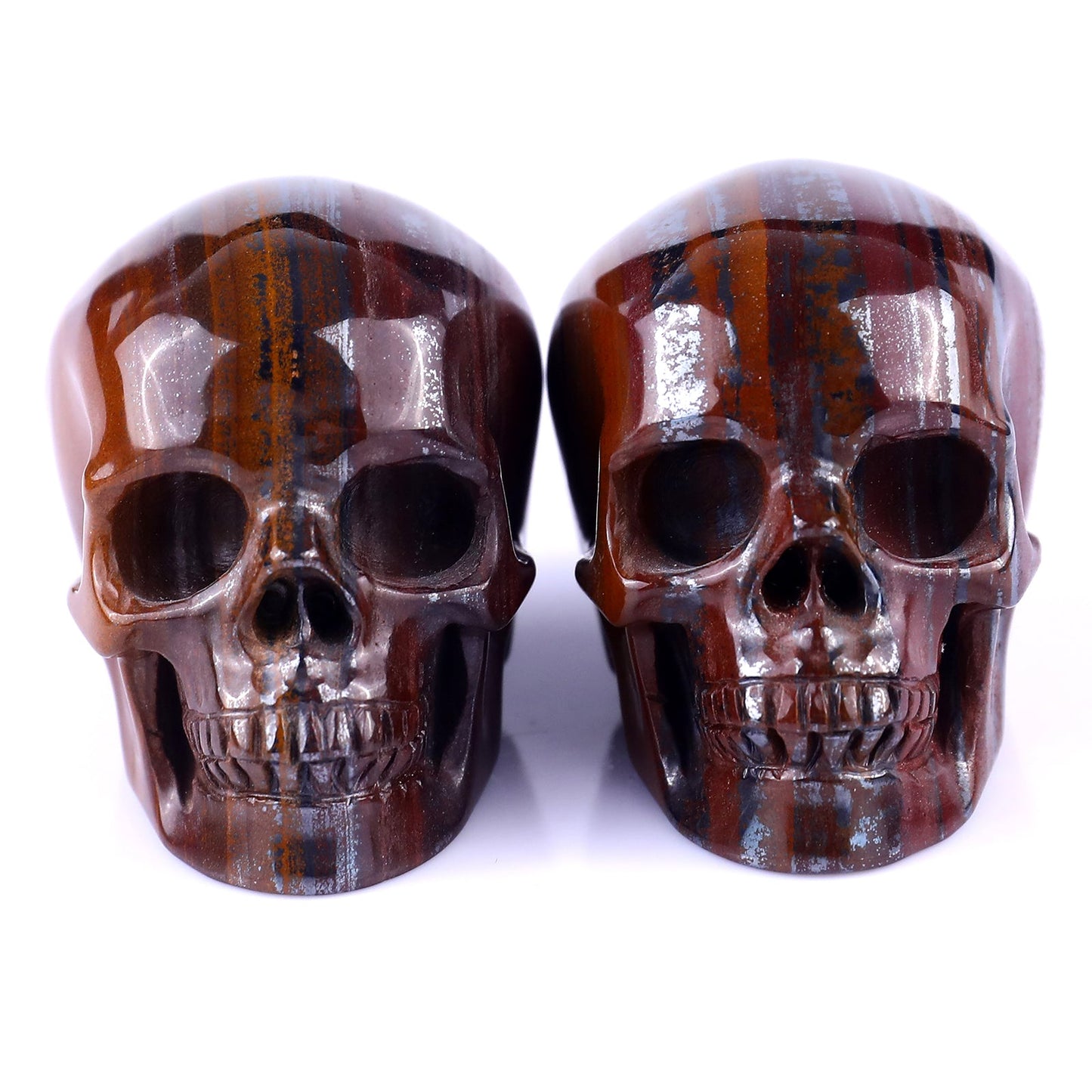 Nicedony 2.2" Tiger Iron Eye Hand Carved Realistic Skull Sculpture - View 3