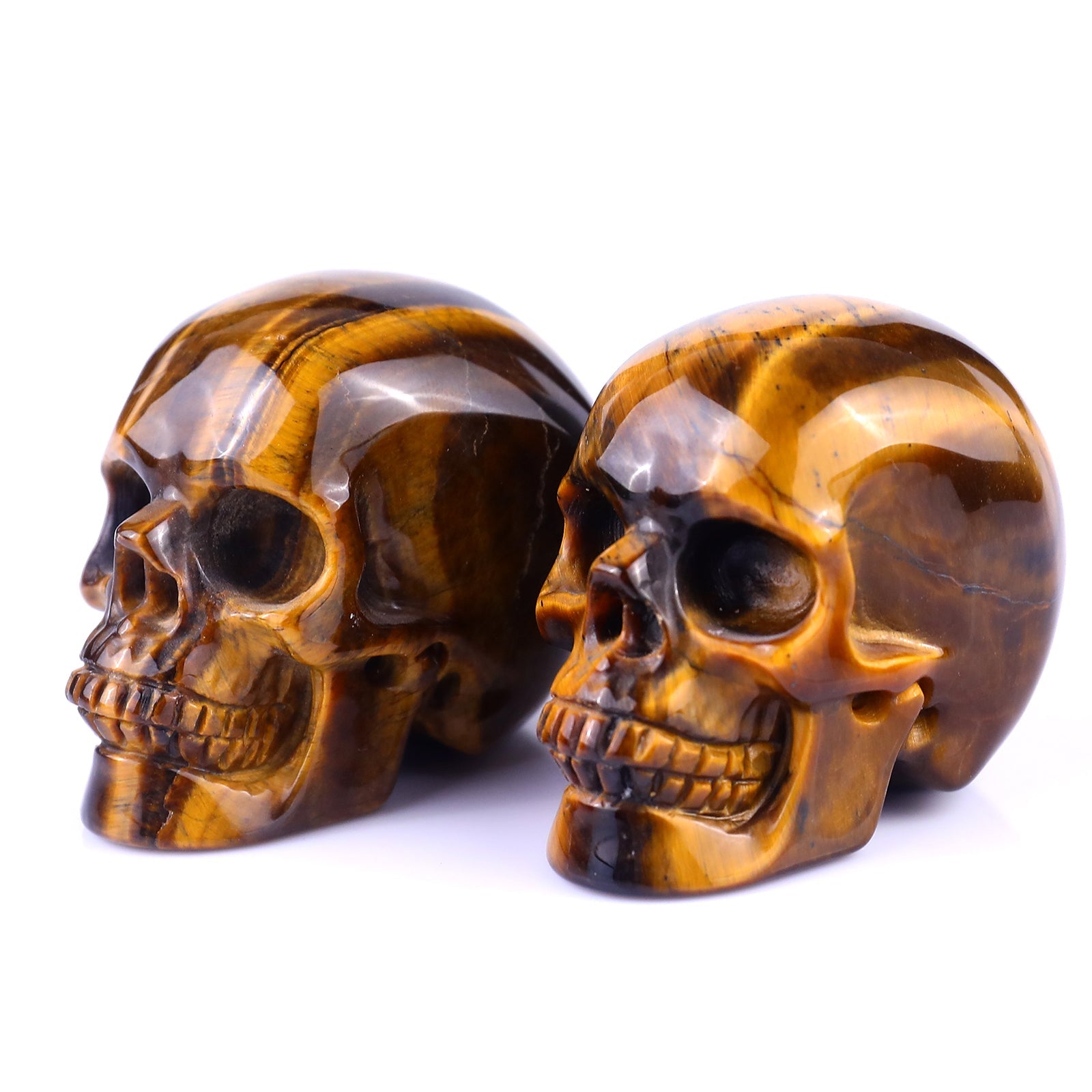 Nicedony 2.2" Gold Tiger Eye Hand Carved Realistic Skull Sculpture - View 24