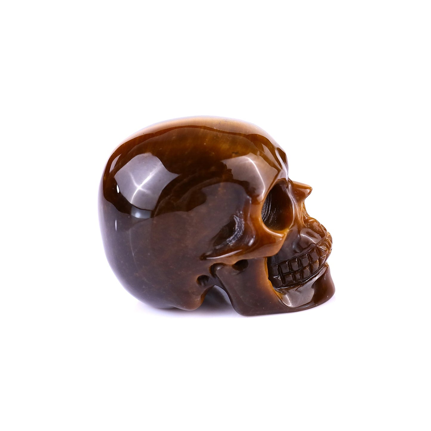 Nicedony 2.2" Gold Tiger Eye Hand Carved Realistic Skull Sculpture - View 17