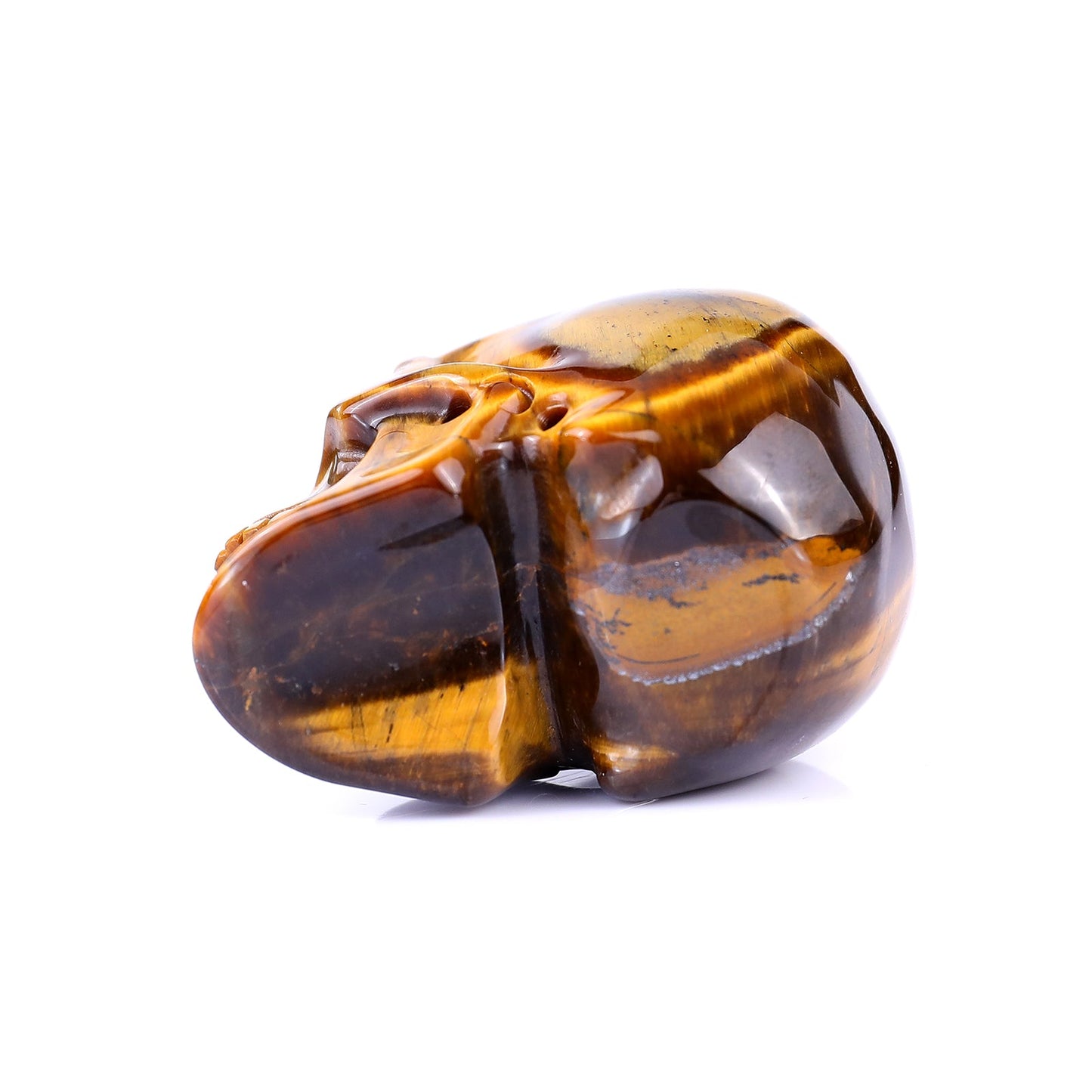 Nicedony 2.2" Gold Tiger Eye Hand Carved Realistic Skull Sculpture - View 13