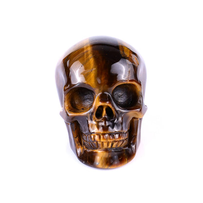Nicedony 2.2" Gold Tiger Eye Hand Carved Realistic Skull Sculpture - View 9