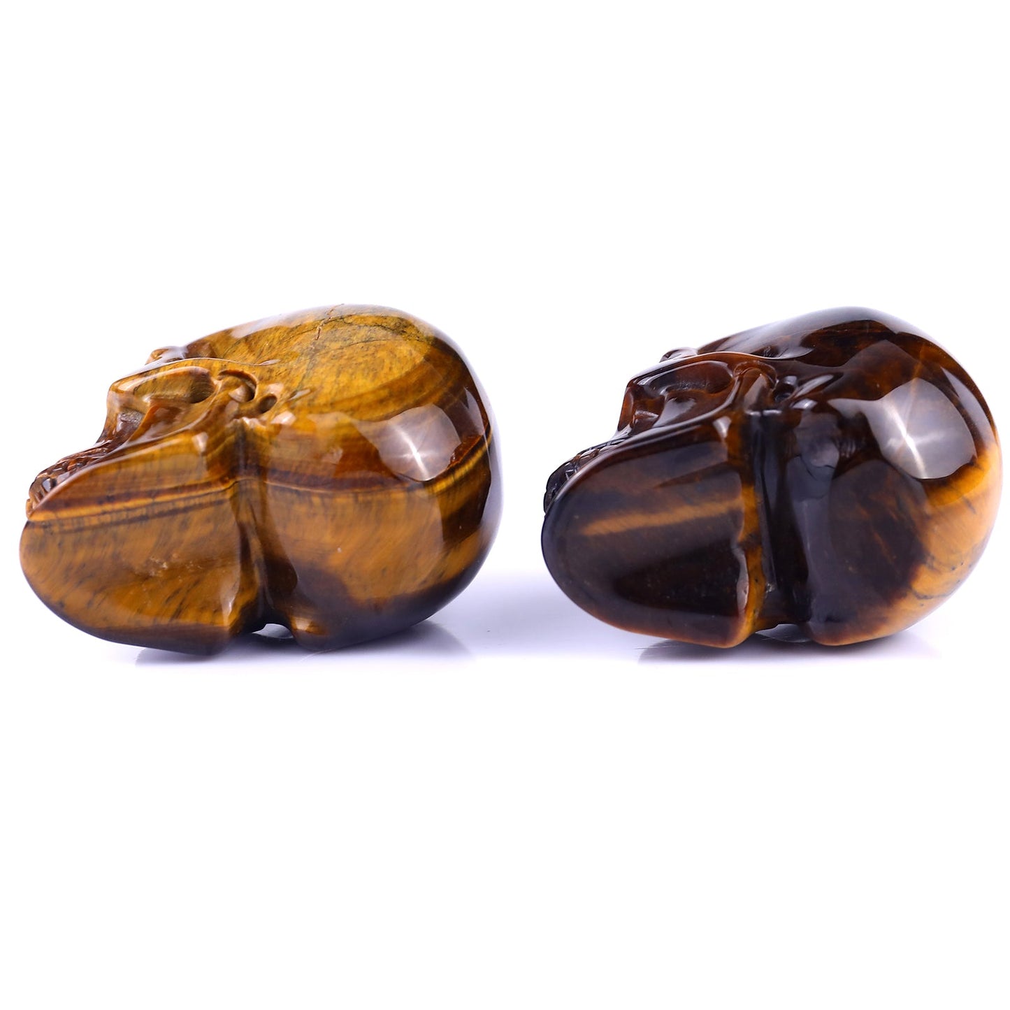 Nicedony 2.2" Gold Tiger Eye Hand Carved Realistic Skull Sculpture - View 27