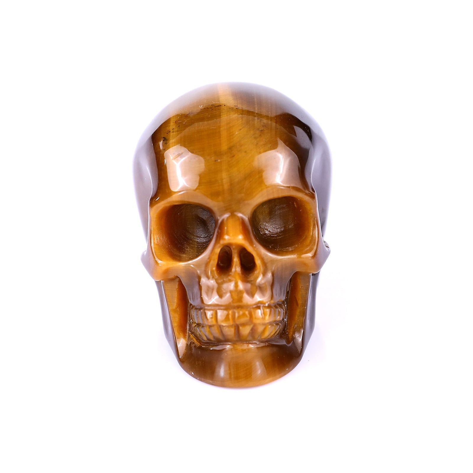 Nicedony 2.2" Gold Tiger Eye Hand Carved Realistic Skull Sculpture - View 16