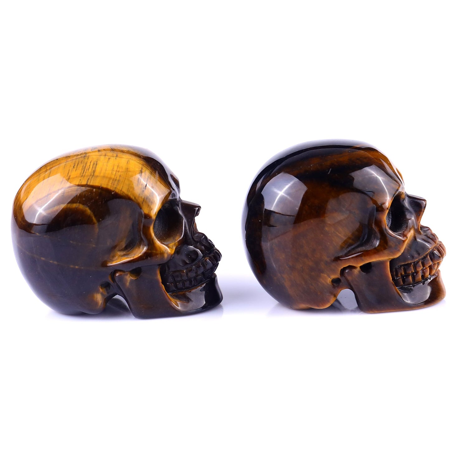 Nicedony 2.2" Gold Tiger Eye Hand Carved Realistic Skull Sculpture - View 25